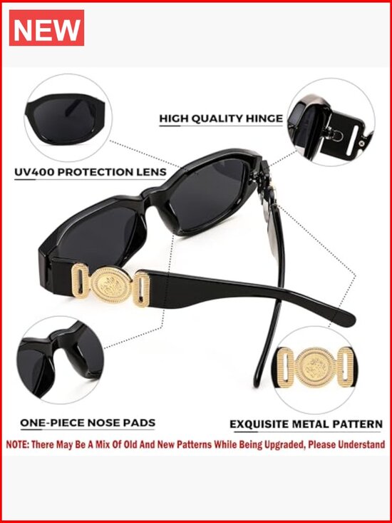 Retro Trendy Rectangle Sunglasses Small Narrow Square UV400 main image 6